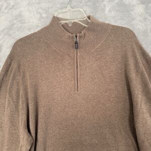 JOS A BANK Traveler Sweater Men's XXL 2XL Tan Brown 100% Pima Cotton 1/4 Zip